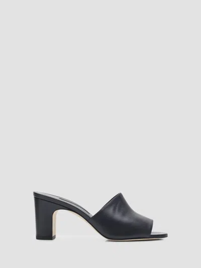 Manolo Blahnik Rapallarbar Block Heel Slide Sandal In Black
