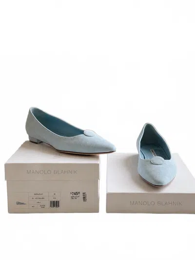 Manolo Blahnik Women's Saipla Suede Dot Ballerina Flats In Light Blue