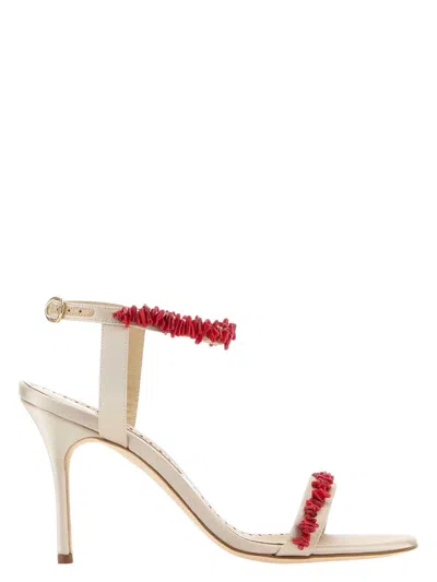 MANOLO BLAHNIK WOMEN'S SAND SATIN CIENZAN SANDALS