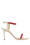 Manolo Blahnik Cienzan Satin Sandals Ankle Embellishment In Brown