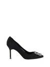 Manolo Blahnik Hangisi 50 Fmc Crystal-embellished Satin Pumps In Multicolor