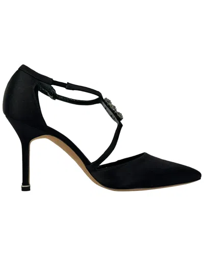 Pre-owned Manolo Blahnik Women's Satin Seneca Crystal-embellished Pump (authentic Pre-loved)