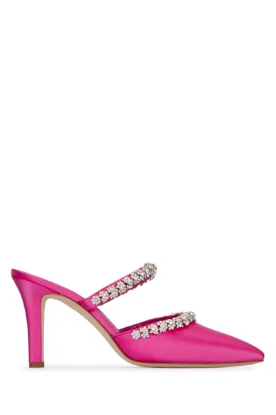 Manolo Blahnik Vedadamu 80mm Crystal-embellished Mules In Pink