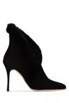 Manolo Blahnik Nestanu 105 Shearling-trimmed Suede Ankle Boots In Multicolor