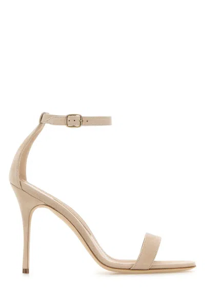 Manolo Blahnik Women Skin Pink Suede Chaos Sandals