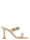 Manolo Blahnik Satin Pesan Mules Strap Embellished In Pink