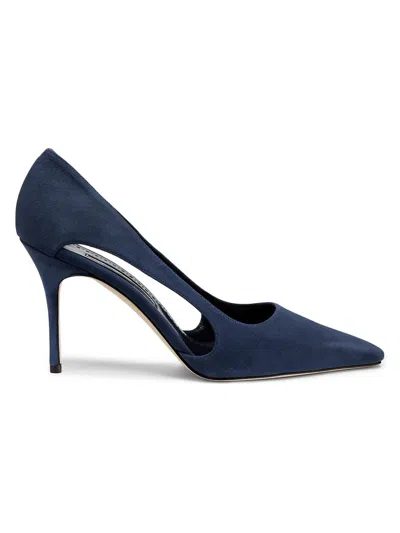 Manolo Blahnik Toplaca 70 Linen Pump In Blue