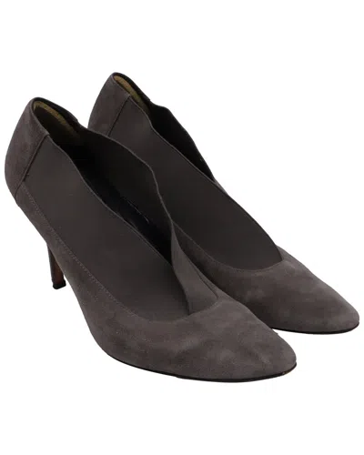Manolo Blahnik Elastic Accent Pointed-toe Pumps In Grey Suede In Black