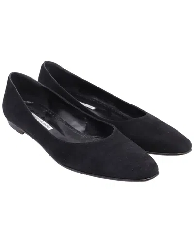 Pre-owned Manolo Blahnik Women's Suede Gelista Ballet Flat (authentic Pre-loved) In Brown