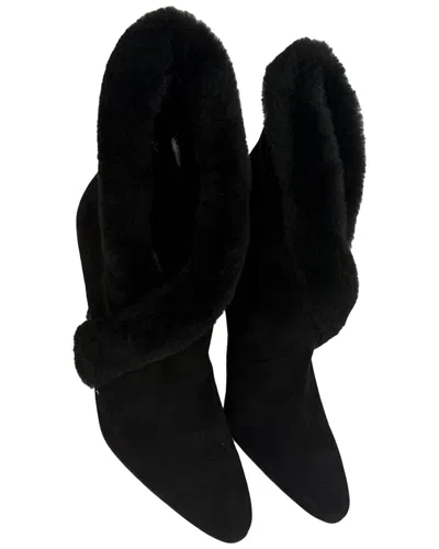 Pre-owned Manolo Blahnik Women's Suede Nestanu 105 Bootie (authentic Pre-loved) In Black