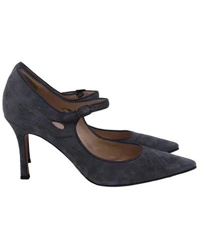 MANOLO BLAHNIK MANOLO BLAHNIK WOMEN'S SUEDE POINTED MARY JANE PUMP (AUTHENTIC PRE-LOVED)