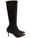 Manolo Blahnik Women's Suede Stretch High Heel Boot (authentic Pre-loved) In Black