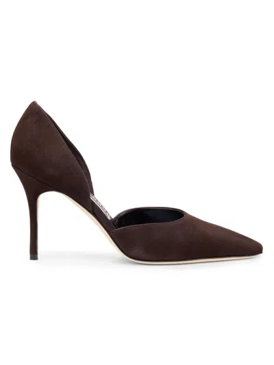 Manolo Blahnik Women's Taylernu Suede D'orsay Pumps In Brown