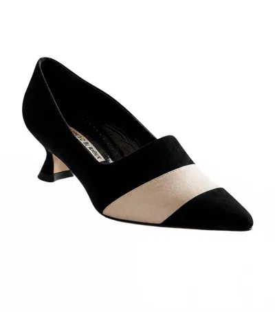 Manolo Blahnik Women's Yeli Suede Pumps In Black / Mnud In Multi