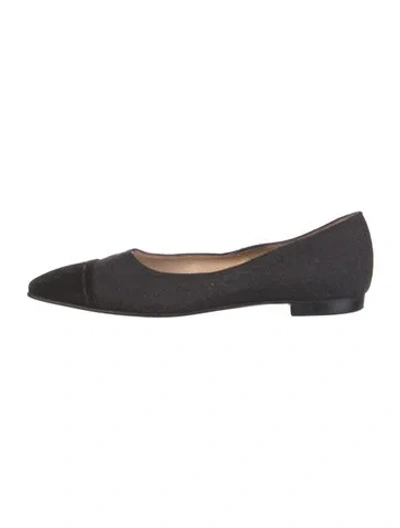 Pre-owned Manolo Blahnik Wool Ballet Flats In Gray