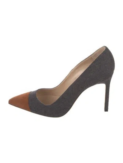Pre-owned Manolo Blahnik Wool Colorblock Pattern Pumps In Gray