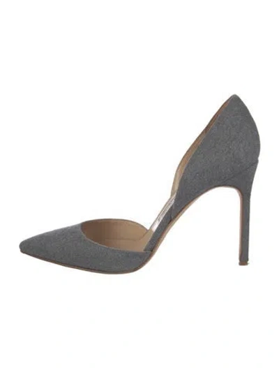 Pre-owned Manolo Blahnik Wool D'orsay Pumps In Gray
