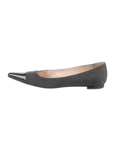 Pre-owned Manolo Blahnik Wool Flats In Grey