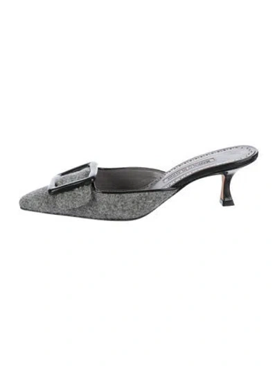 Pre-owned Manolo Blahnik Wool Mules In Gray