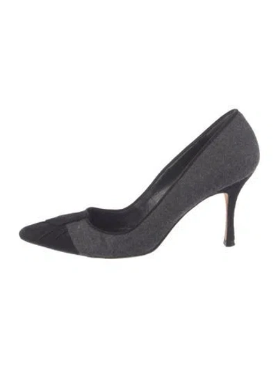 Pre-owned Manolo Blahnik Wool Printed Pumps In Gray