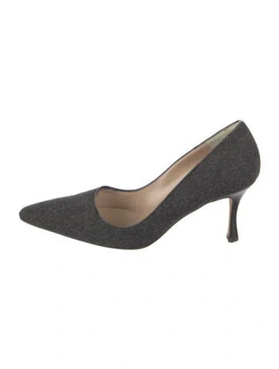 Pre-owned Manolo Blahnik Wool Pumps In Gray