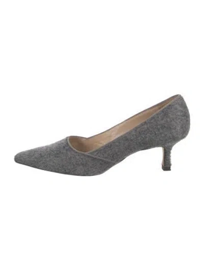 Pre-owned Manolo Blahnik Wool Pumps In Gray