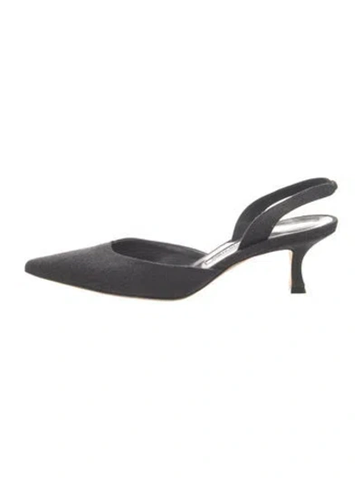 Pre-owned Manolo Blahnik Wool Slingback Pumps In Grey