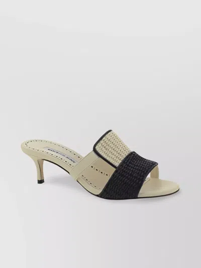 Manolo Blahnik Woven Leather Geometric Sandals In Multi