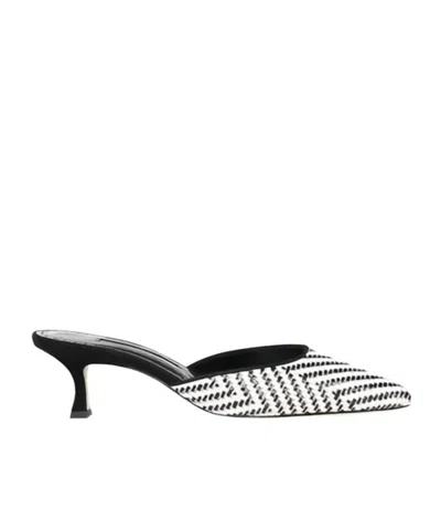 Manolo Blahnik Woven Pointed-toe Mules In Black