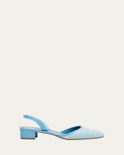 Manolo Blahnik Woven Slingback Ballerina Pumps