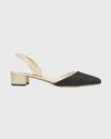 Manolo Blahnik Raffro Slingback Pump In White/black
