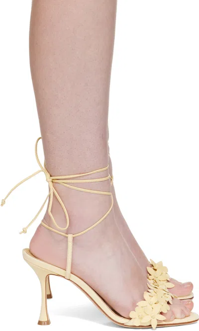 MANOLO BLAHNIK YELLOW ANISTA HEELED SANDALS