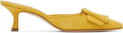 Manolo Blahnik Yellow Maysale Mules