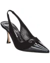 Manolo Blahnik Zaborus 70 Leather & Suede Slingback Pump In Black