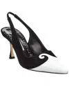 Manolo Blahnik Zaborus 70 Leather & Suede Slingback Pump In White