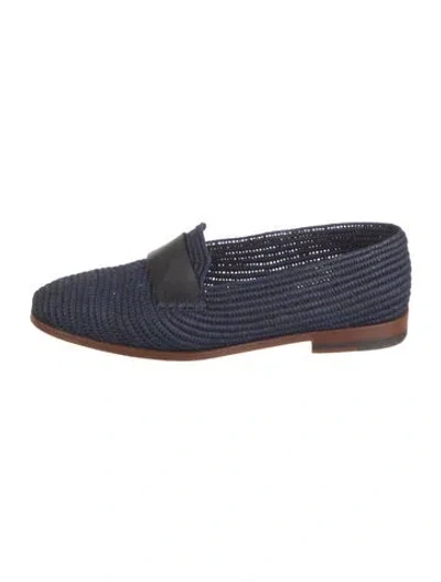 Pre-owned Manolo Blahnik Zacora Raffia Loafers In Multi