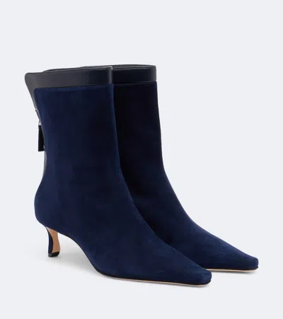 Manolo Blahnik Zufavis Suede Ankle Boots In Blue