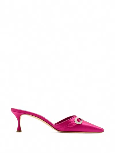 Manolo Blahnik Zutonmu Crystal-embellished Satin Mules In Pink