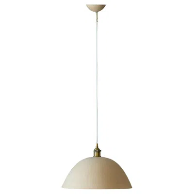 Pre-owned Manolo Eirin Large Ceiling Lamp, Giant Ceramic Bowl Dining Room Living Room, Beige In Brown