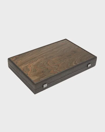 Manopoulos Ebony Burl Backgammon Set With Side Racks In Brown