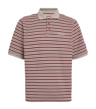 Manors Cotton G. O.a. T Piqué Polo Shirt In Burgundy Stripe