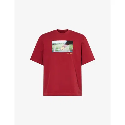 Manors Ens Burgundy  X Reebok Graphic-print Cotton-jersey T-shirt