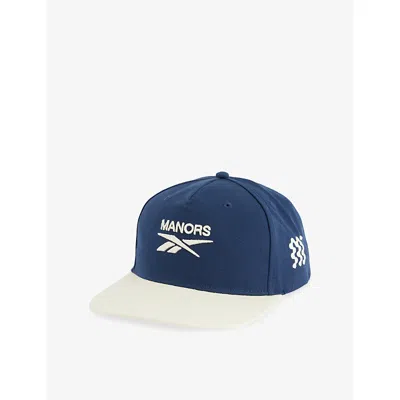 Manors Ens Navy  X Reebok Brand-embroidery Cotton Baseball Cap In Blue