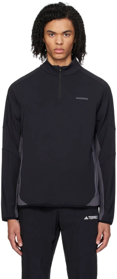 Manors Golf Black & Gray Zip Sweater