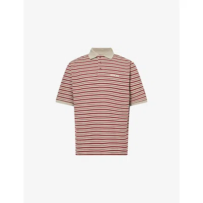 Manors Mens Burgundy Stripe G.o.a.t Striped Cotton-piqué Polo Shirt