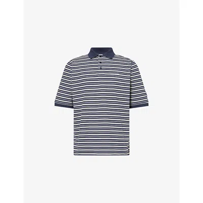 Manors Mens Navy Stripe G.o.a.t Striped Cotton-piqué Polo Shirt