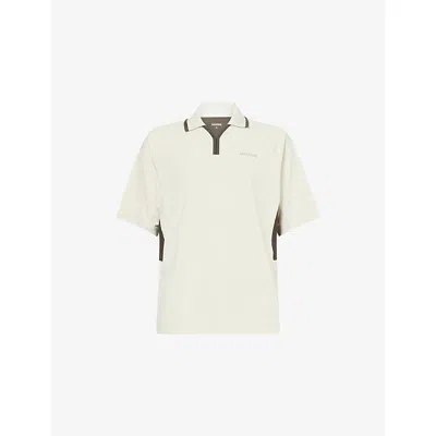 Manors Mens Pebble Club Logo-print Stretch-jersey Polo Top In White