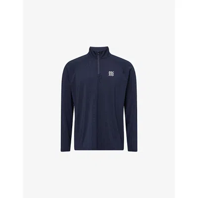 Manors Mens Quarter-zip Mid-layer Stretch-woven Top Navy