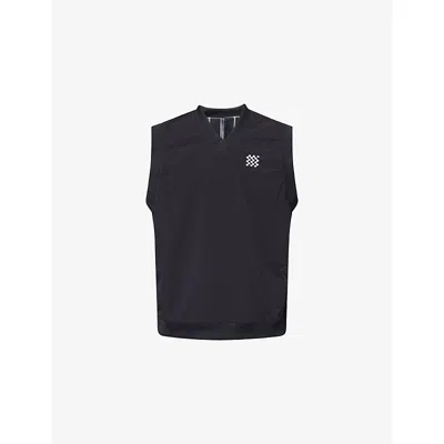 Manors Mens Reversible V-neck Stretch-woven Vest Black
