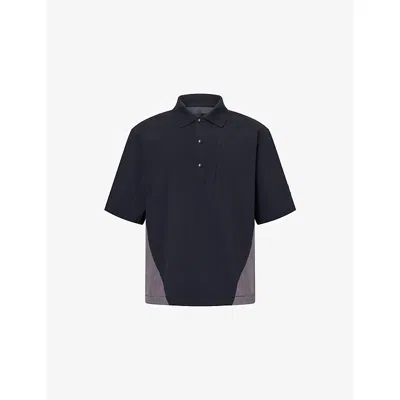 Manors Mens Shooter Branded Stretch-woven Polo Shirt Black